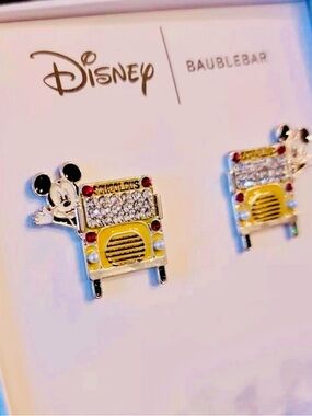 BaubleBar Disney School Bus Enamel and Crystal Stud Earrings - Yellow